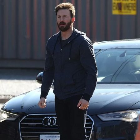 Chris Evans infront of his Car, Audi R8